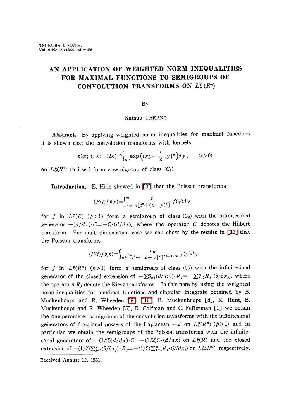 An Application Of Weighted Norm Inqualities For Maximal Functions To Semigroups Of Convolution Transforms On L P W R N Topic Of Research Paper In Mathematics Download Scholarly Article Pdf And Read For Free On