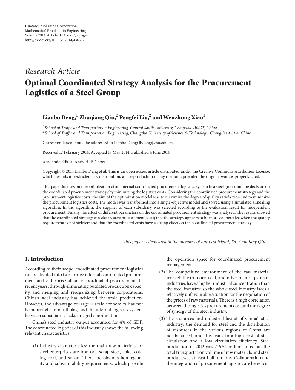 Optimal Coordinated Strategy Analysis For The Procurement Logistics Of A Steel Group Topic Of Research Paper In Mathematics Download Scholarly Article Pdf And Read For Free On Cyberleninka Open Science Hub