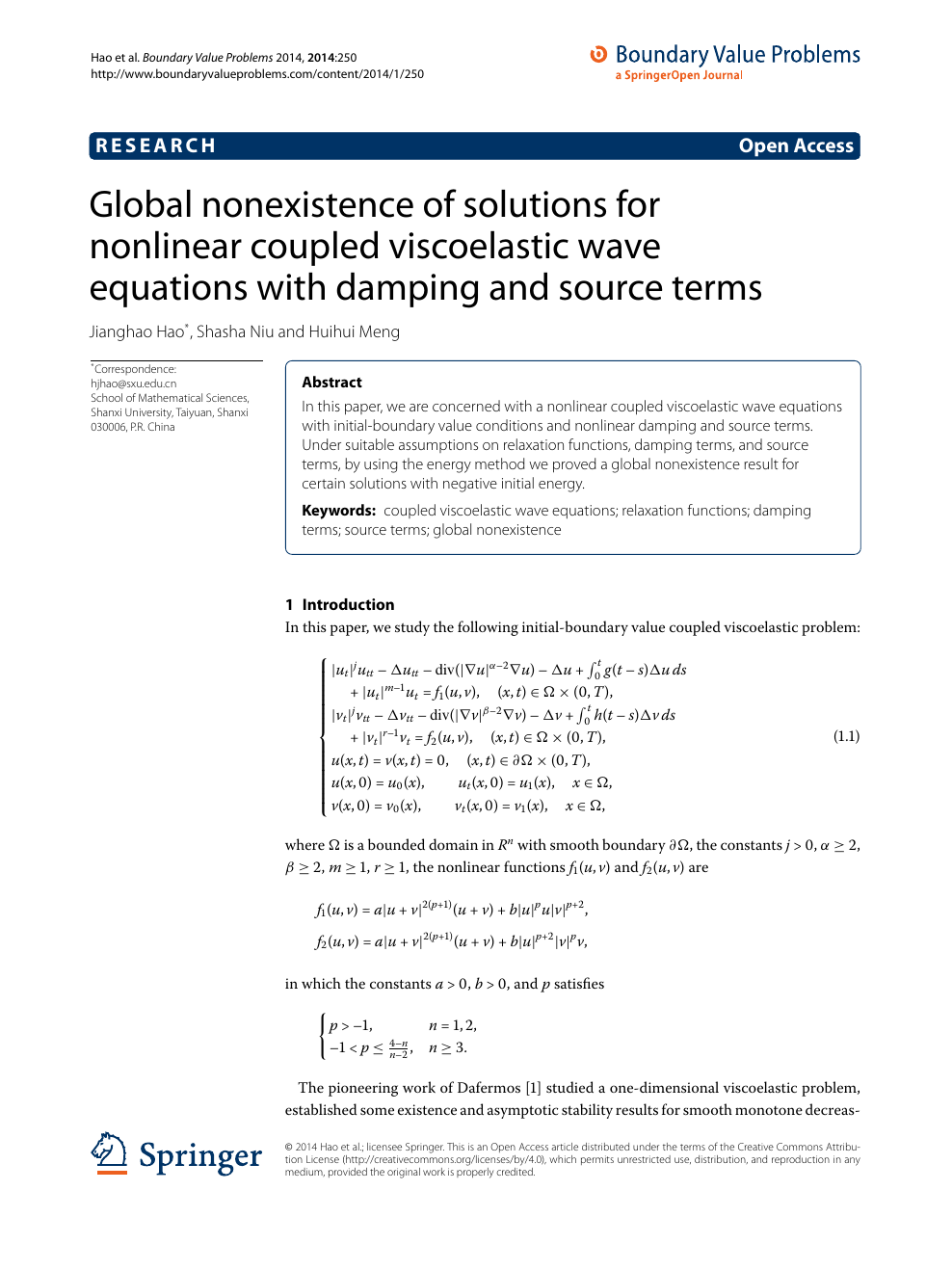 Global Nonexistence Of Solutions For Nonlinear Coupled Viscoelastic Wave Equations With Damping And Source Terms Topic Of Research Paper In Mathematics Download Scholarly Article Pdf And Read For Free On Cyberleninka