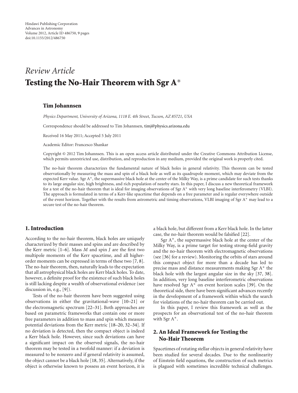 Testing the No-Hair Theorem with Sgr A* – topic of research paper in  Physical sciences. Download scholarly article PDF and read for free on  CyberLeninka open science hub.