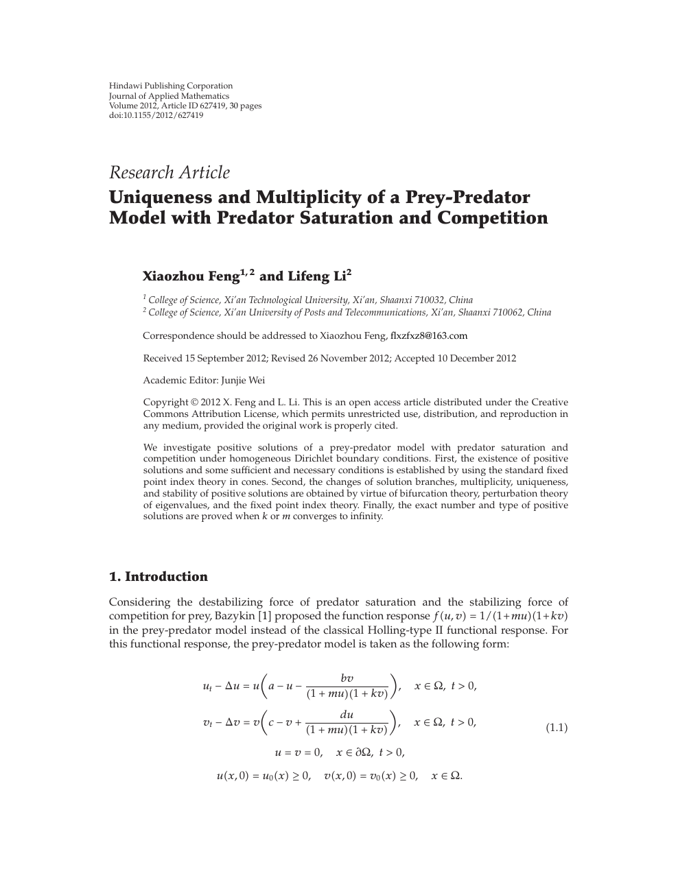 Uniqueness And Multiplicity Of A Prey Predator Model With Predator Saturation And Competition Topic Of Research Paper In Mathematics Download Scholarly Article Pdf And Read For Free On Cyberleninka Open Science Hub