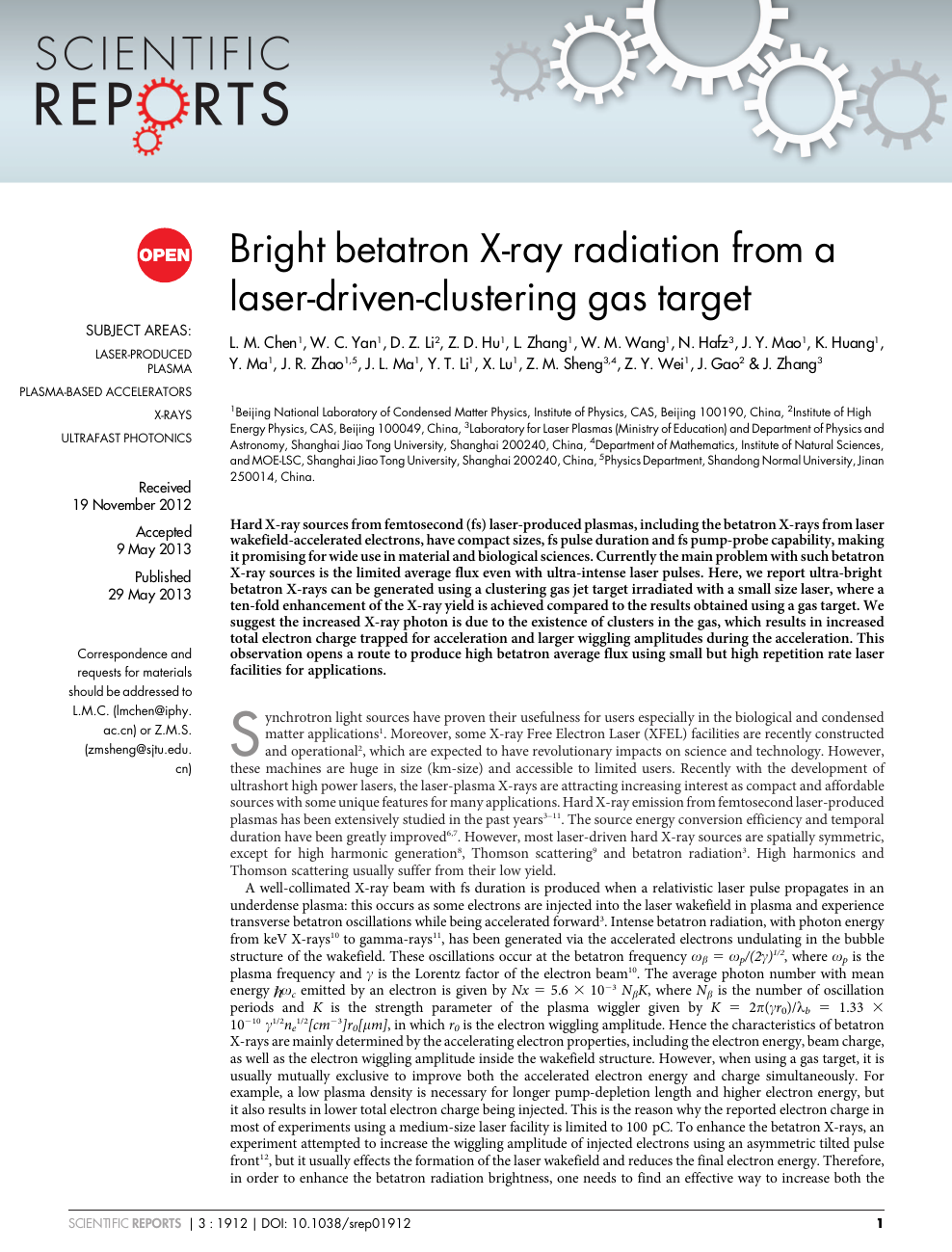 Bright Betatron X Ray Radiation From A Laser Driven Clustering Gas Target Topic Of Research Paper In Physical Sciences Download Scholarly Article Pdf And Read For Free On Cyberleninka Open Science Hub