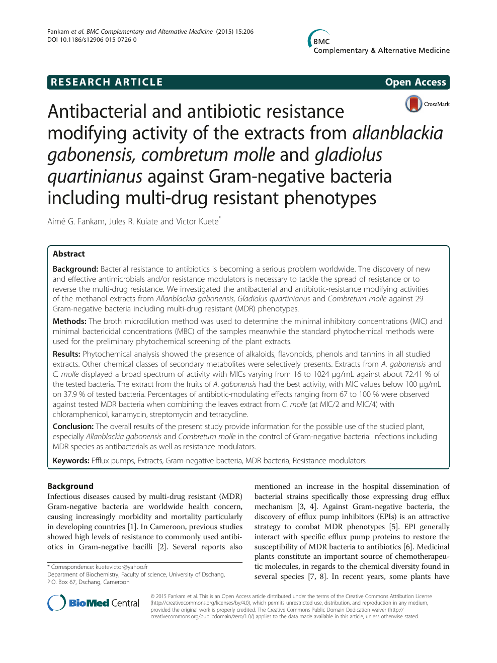 Antibacterial activity and antibiotic-modifying action of