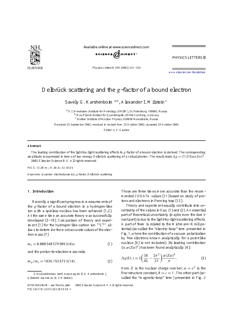 Delbruck Scattering And The G Factor Of A Bound Electron Topic Of Research Paper In Physical Sciences Download Scholarly Article Pdf And Read For Free On Cyberleninka Open Science Hub