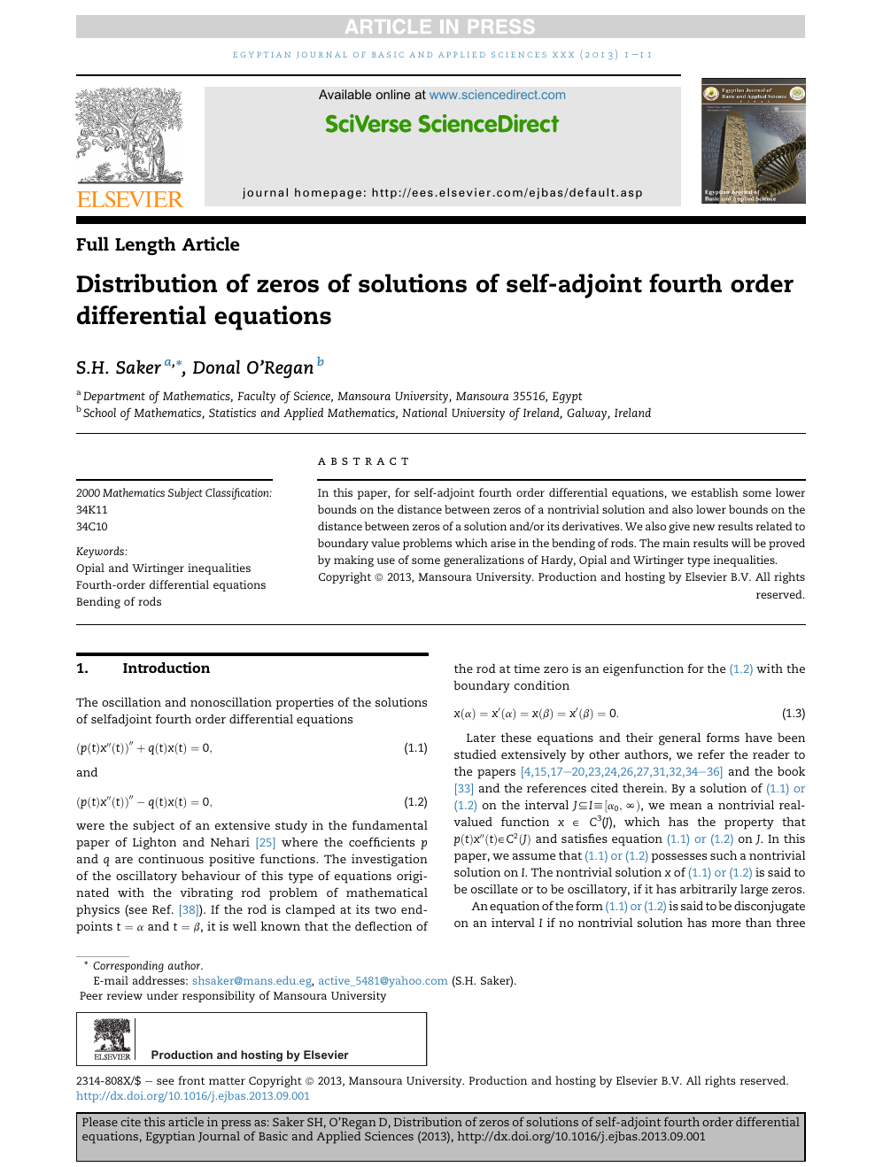 Distribution Of Zeros Of Solutions Of Self Adjoint Fourth Order Differential Equations Topic Of Research Paper In Mathematics Download Scholarly Article Pdf And Read For Free On Cyberleninka Open Science Hub