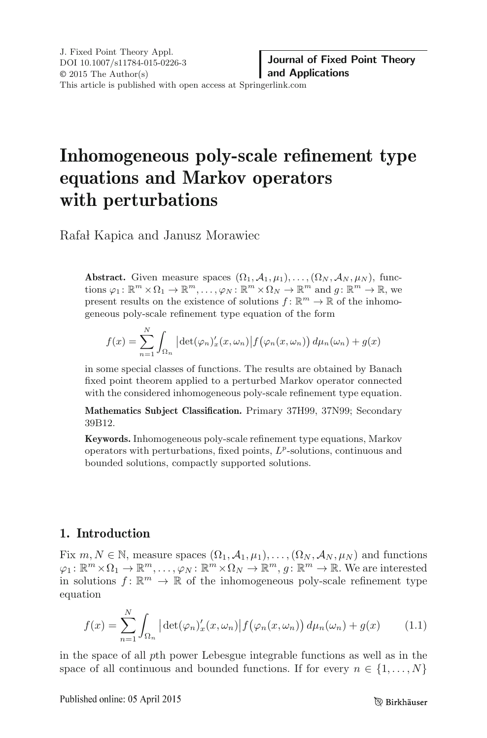 Inhomogeneous Poly Scale Refinement Type Equations And Markov Operators With Perturbations Topic Of Research Paper In Mathematics Download Scholarly Article Pdf And Read For Free On Cyberleninka Open Science Hub