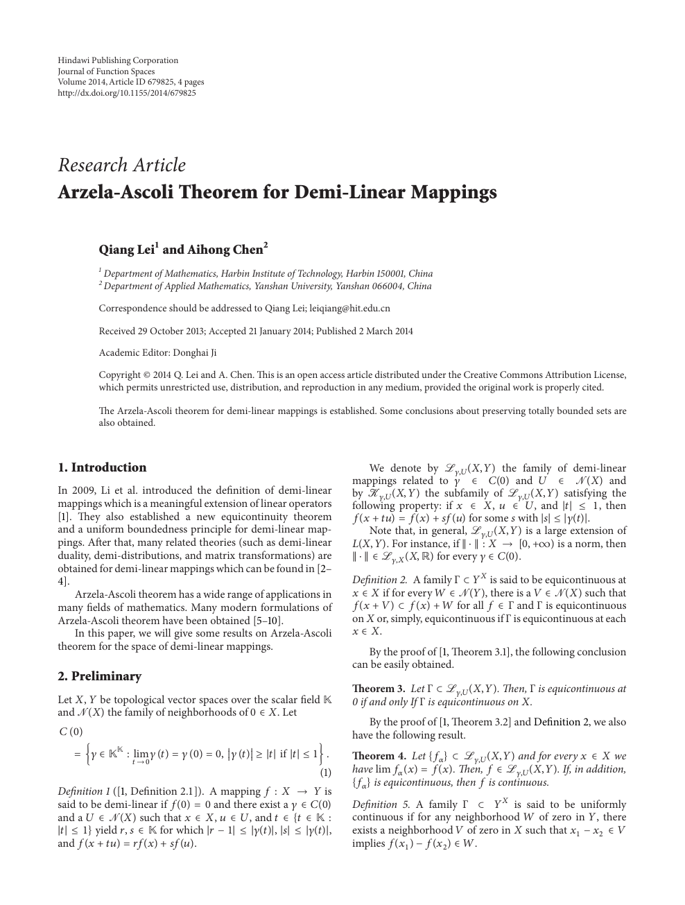 Arzela Ascoli Theorem For Demi Linear Mappings Topic Of Research Paper In Mathematics Download Scholarly Article Pdf And Read For Free On Cyberleninka Open Science Hub