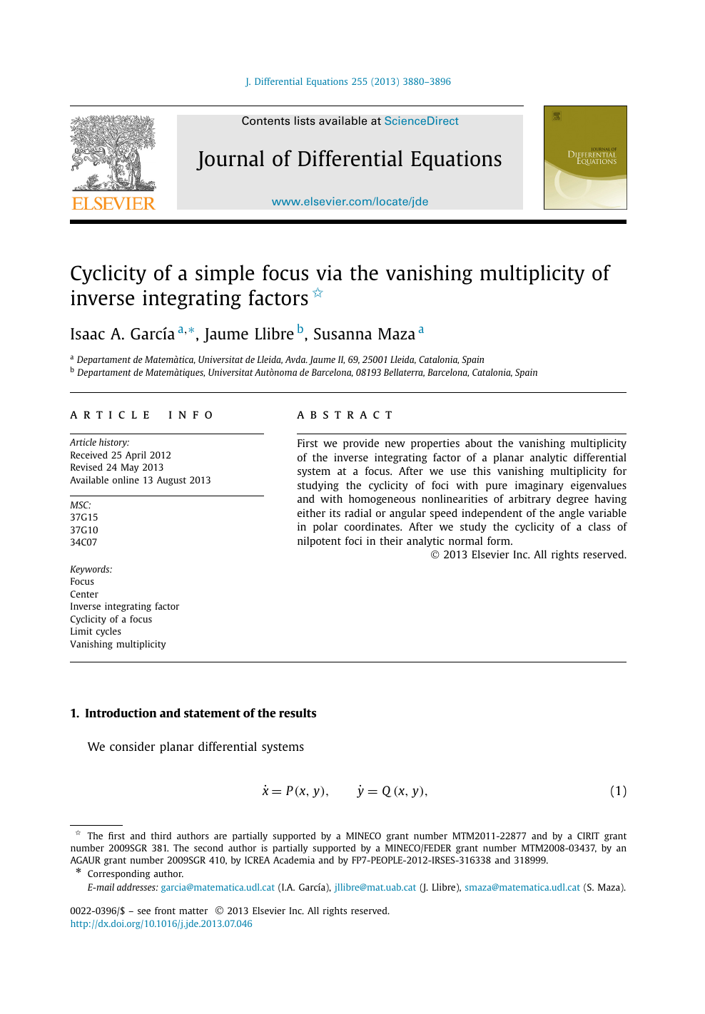 Cyclicity Of A Simple Focus Via The Vanishing Multiplicity Of Inverse Integrating Factors Topic Of Research Paper In Mathematics Download Scholarly Article Pdf And Read For Free On Cyberleninka Open Science