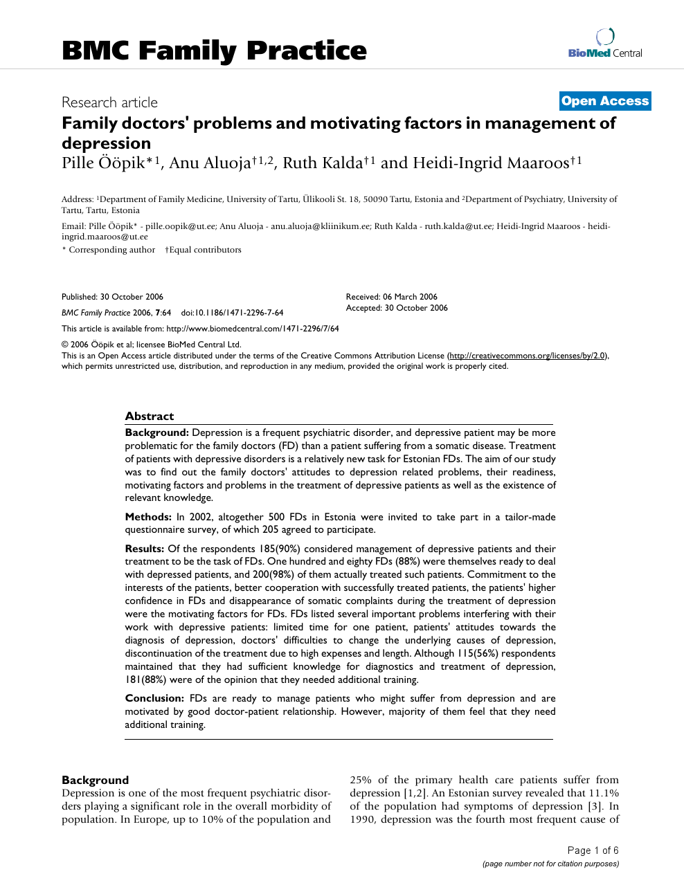Family Doctors Problems And Motivating Factors In Management Of Depression Topic Of Research Paper In Clinical Medicine Download Scholarly Article Pdf And Read For Free On Cyberleninka Open Science Hub