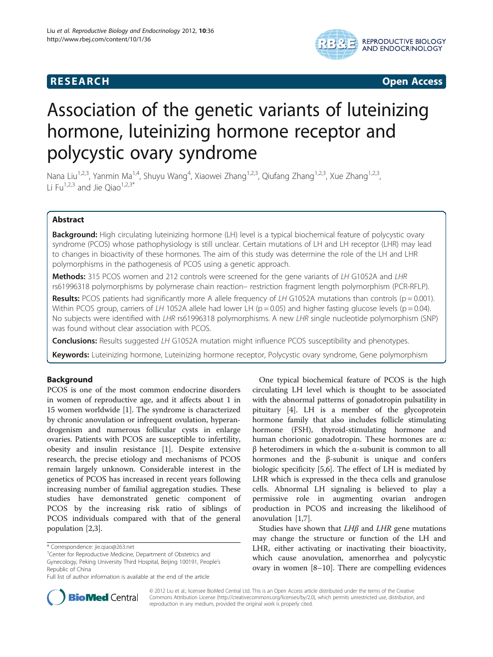 Association Of The Genetic Variants Of Luteinizing Hormone