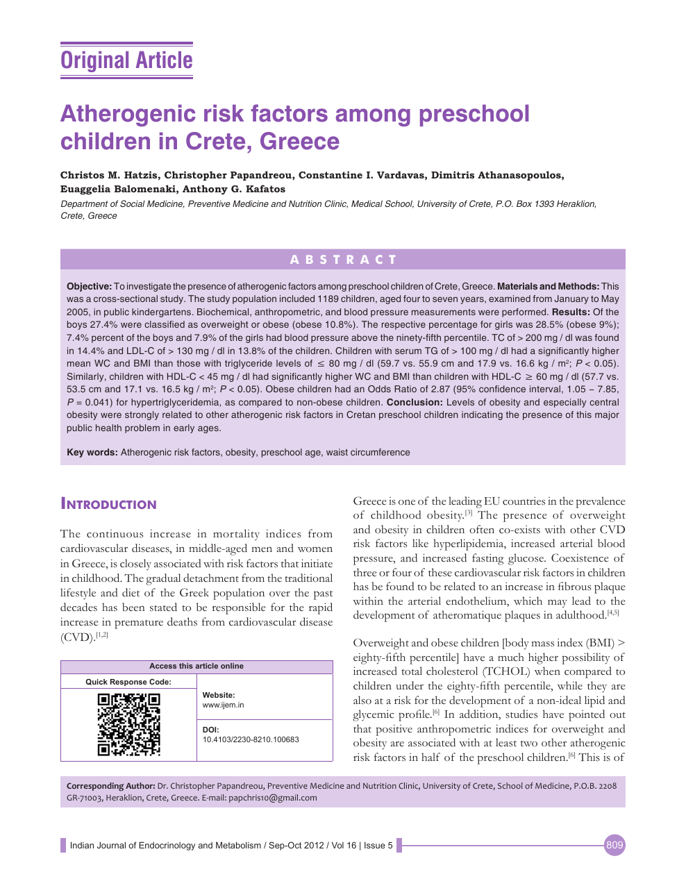 Atherogenic Risk Factors Among Preschool Children In Crete Greece Topic Of Research Paper In Health Sciences Download Scholarly Article Pdf And Read For Free On Cyberleninka Open Science Hub