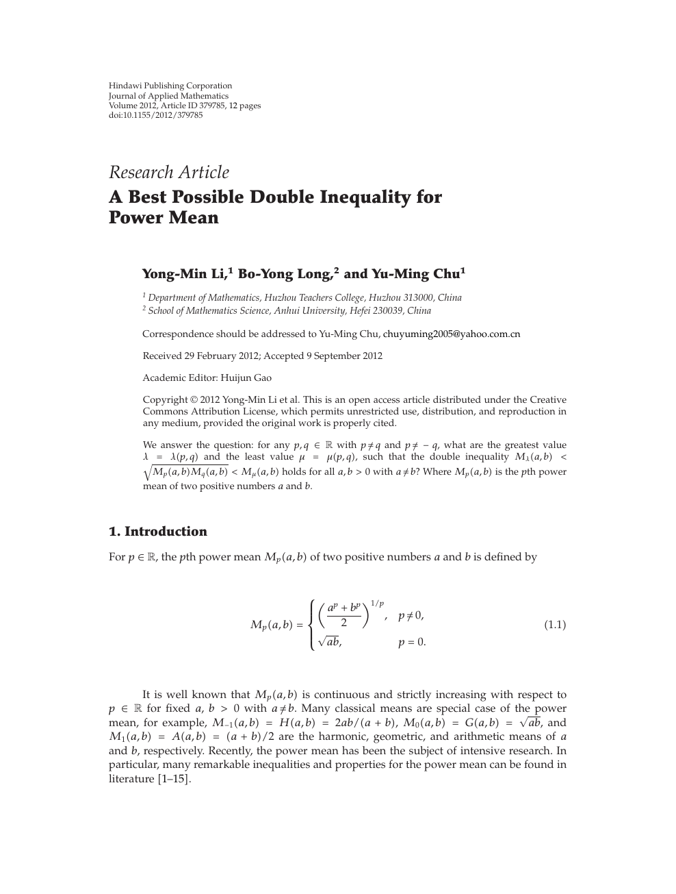 A Best Possible Double Inequality For Power Mean Topic Of Research Paper In Mathematics Download Scholarly Article Pdf And Read For Free On Cyberleninka Open Science Hub