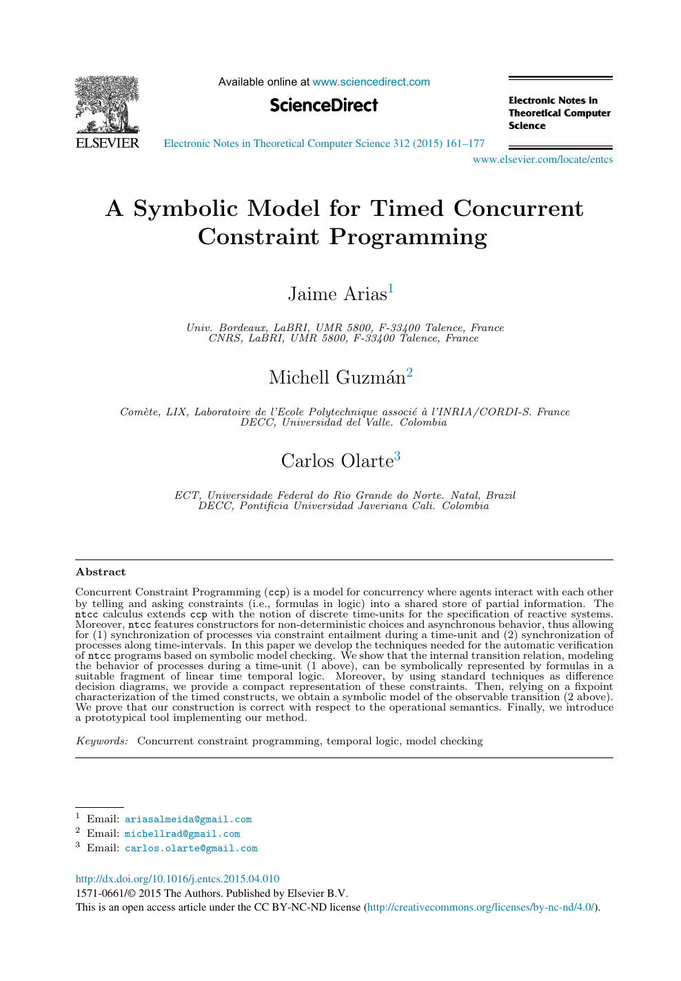 A Symbolic Model For Timed Concurrent Constraint Programming Topic Of Research Paper In Computer And Information Sciences Download Scholarly Article Pdf And Read For Free On Cyberleninka Open Science Hub
