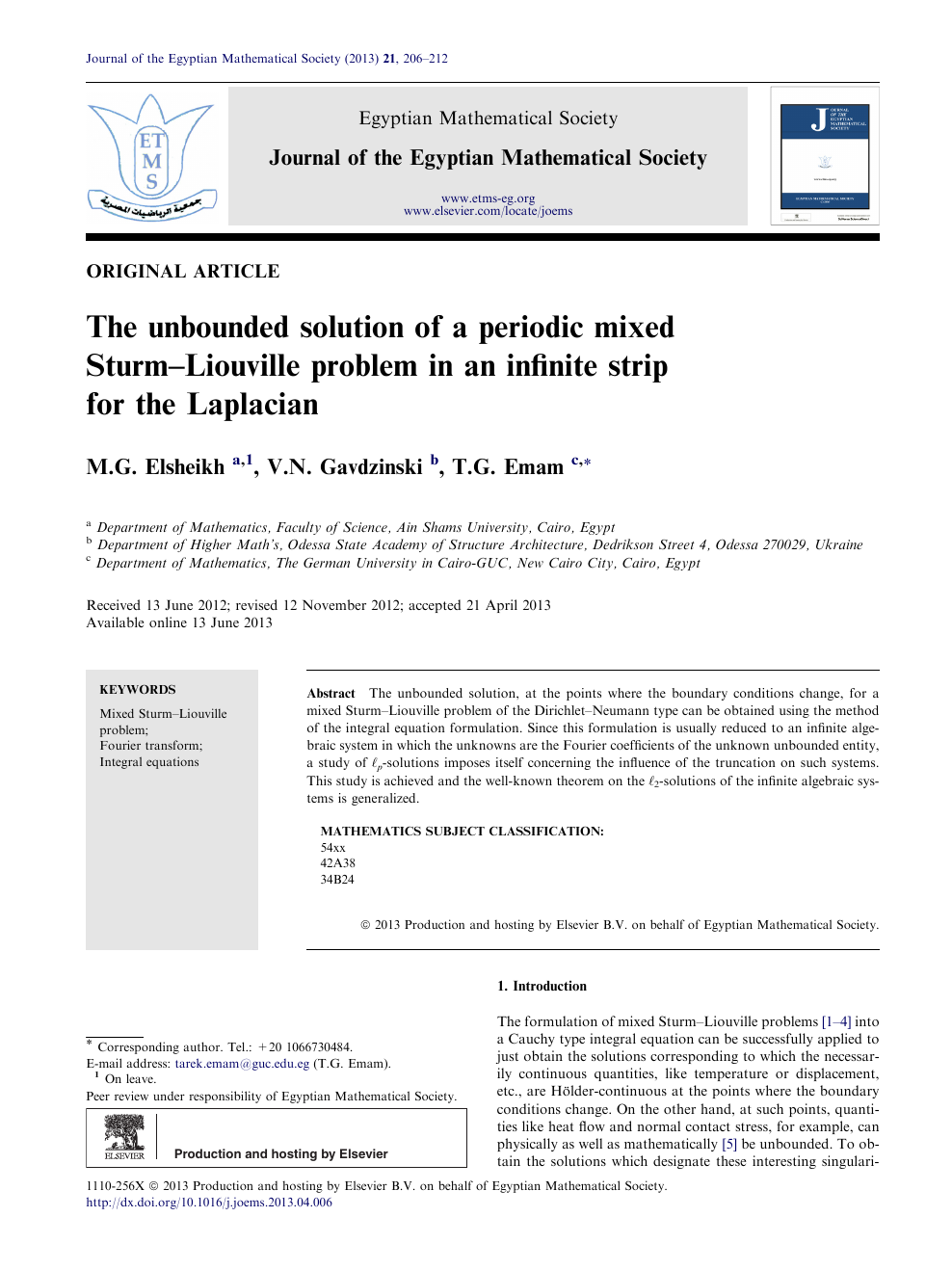 The Unbounded Solution Of A Periodic Mixed Sturm Liouville Problem In An Infinite Strip For The Laplacian Topic Of Research Paper In Mathematics Download Scholarly Article Pdf And Read For Free On