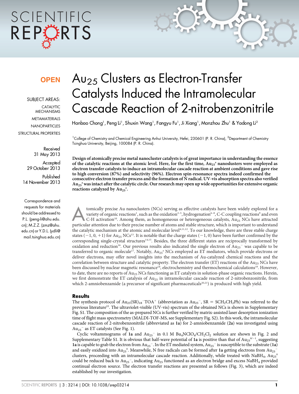 Au25 Clusters As Electron Transfer Catalysts Induced The Intramolecular Cascade Reaction Of 2 Nitrobenzonitrile Topic Of Research Paper In Chemical Sciences Download Scholarly Article Pdf And Read For Free On Cyberleninka Open Science