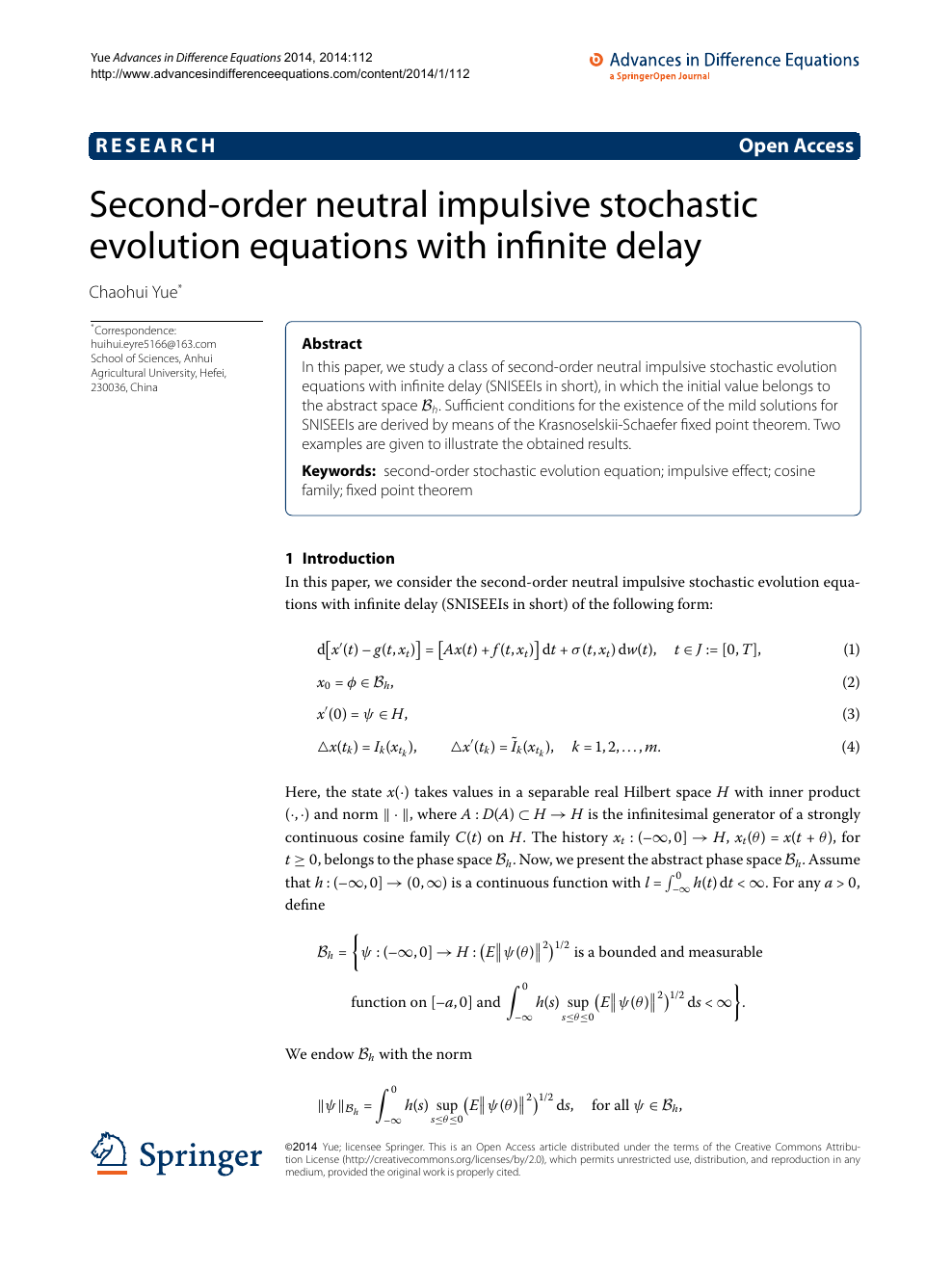 Second Order Neutral Impulsive Stochastic Evolution Equations With Infinite Delay Topic Of Research Paper In Mathematics Download Scholarly Article Pdf And Read For Free On Cyberleninka Open Science Hub