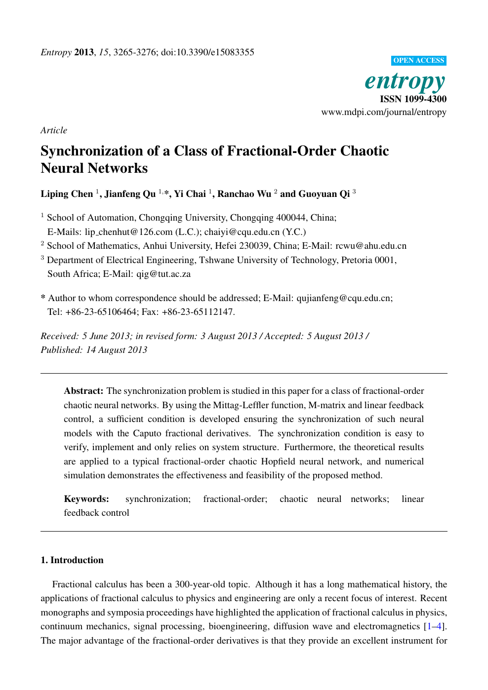 Synchronization Of A Class Of Fractional Order Chaotic Neural Networks Topic Of Research Paper In Mathematics Download Scholarly Article Pdf And Read For Free On Cyberleninka Open Science Hub