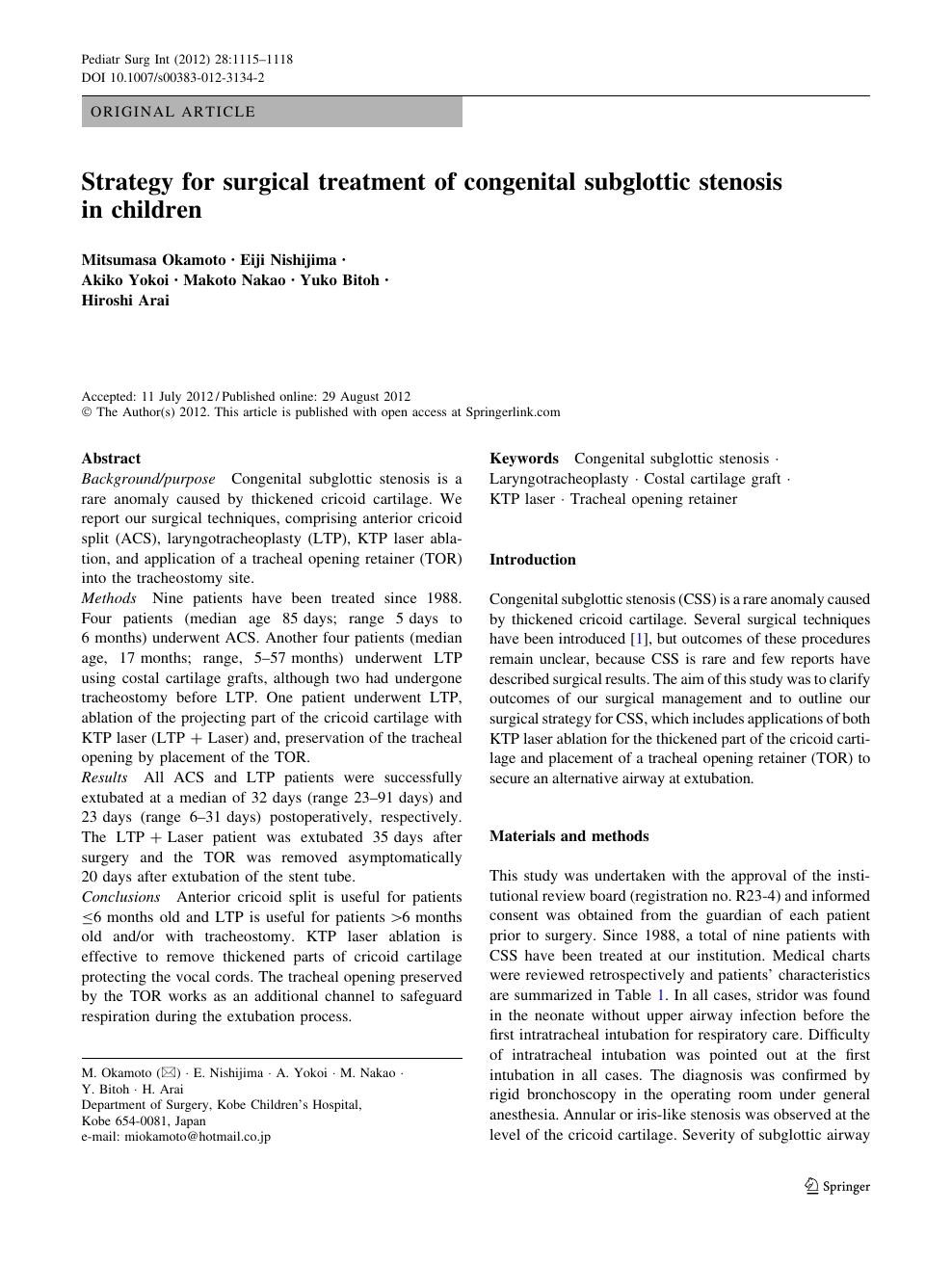 Strategy For Surgical Treatment Of Congenital Subglottic Stenosis In Children Topic Of Research Paper In Clinical Medicine Download Scholarly Article Pdf And Read For Free On Cyberleninka Open Science Hub