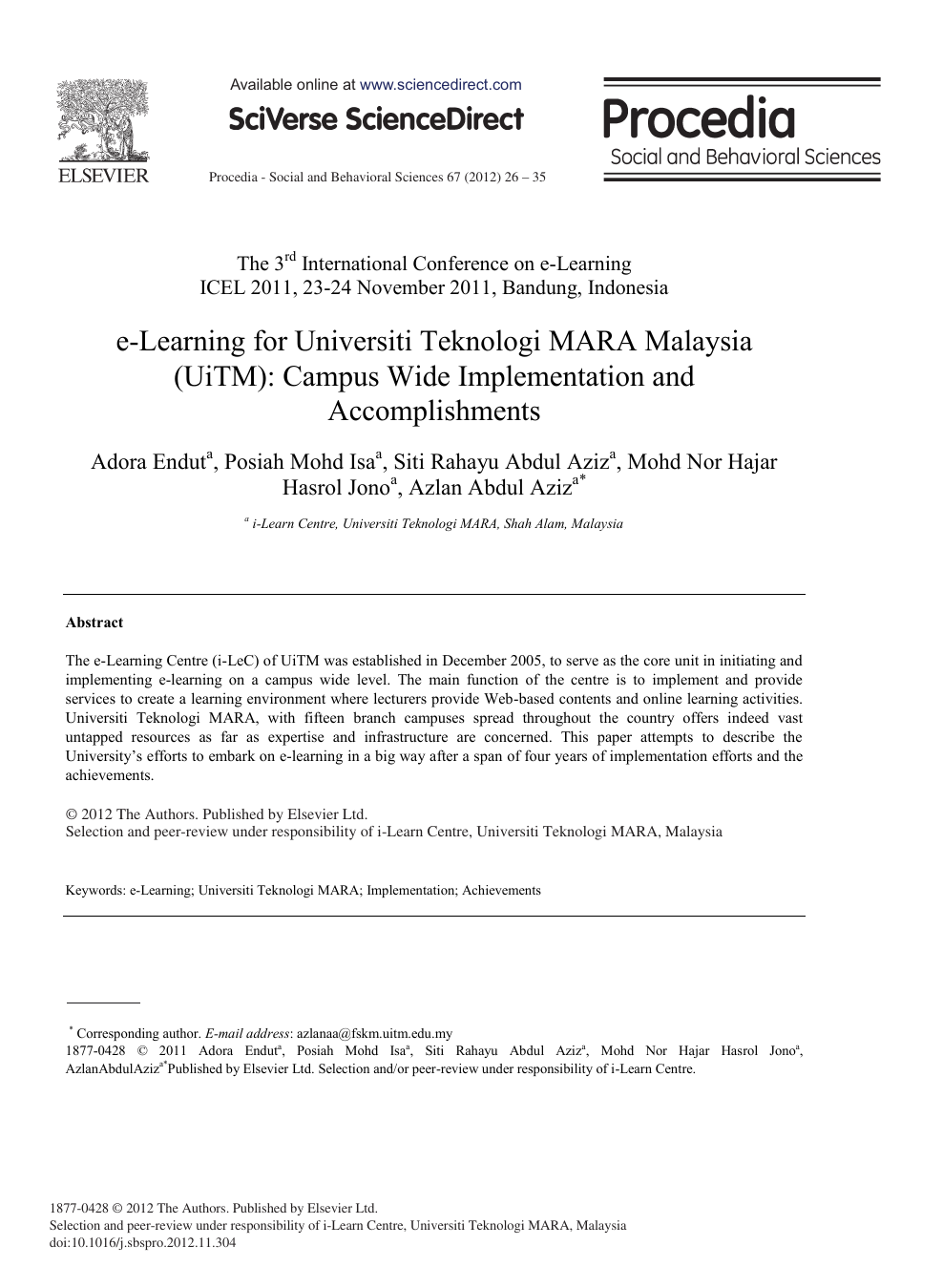 E Learning For Universiti Teknologi Mara Malaysia Uitm Campus Wide Implementation And Accomplishments Topic Of Research Paper In Economics And Business Download Scholarly Article Pdf And Read For Free On Cyberleninka Open
