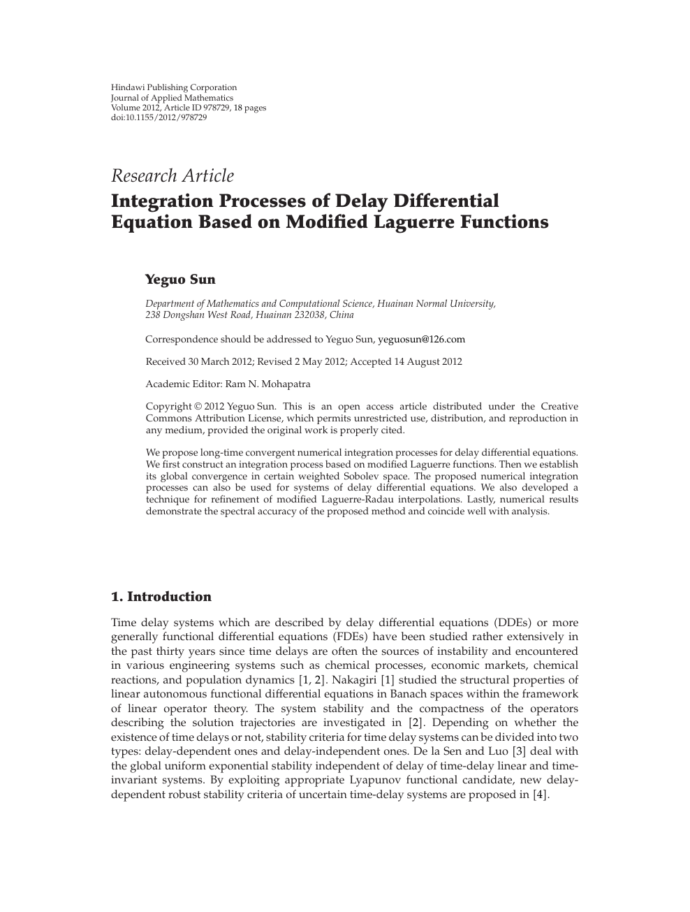 Integration Processes Of Delay Differential Equation Based On Modified Laguerre Functions Topic Of Research Paper In Mathematics Download Scholarly Article Pdf And Read For Free On Cyberleninka Open Science Hub