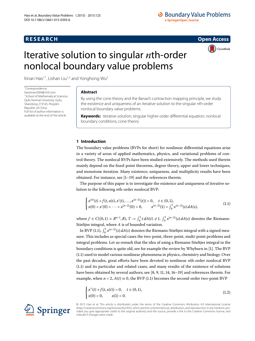 Iterative Solution To Singular Nth Order Nonlocal Boundary Value Problems Topic Of Research Paper In Mathematics Download Scholarly Article Pdf And Read For Free On Cyberleninka Open Science Hub