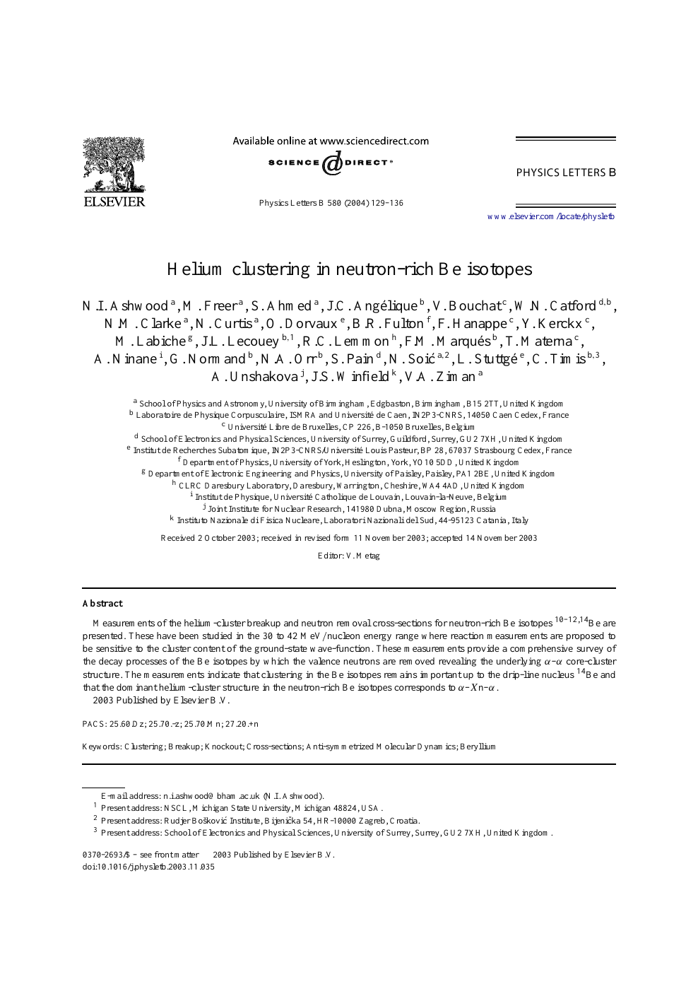 Helium Clustering In Neutron Rich Be Isotopes Topic Of Research Paper In Physical Sciences Download Scholarly Article Pdf And Read For Free On Cyberleninka Open Science Hub