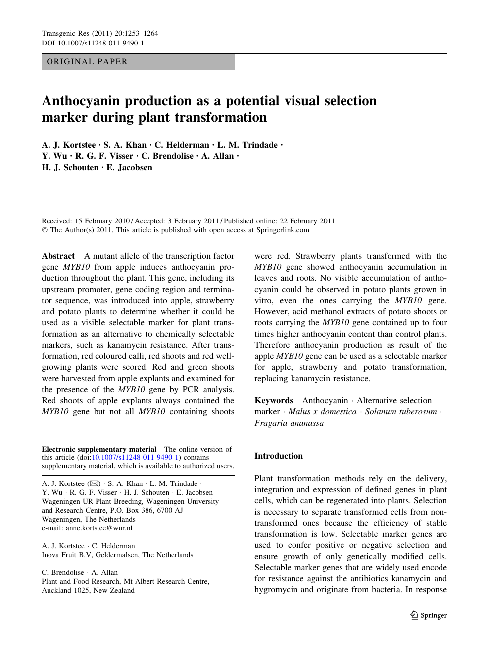 Anthocyanin Production As A Potential Visual Selection Marker During Plant Transformation Topic Of Research Paper In Biological Sciences Download Scholarly Article Pdf And Read For Free On Cyberleninka Open Science Hub